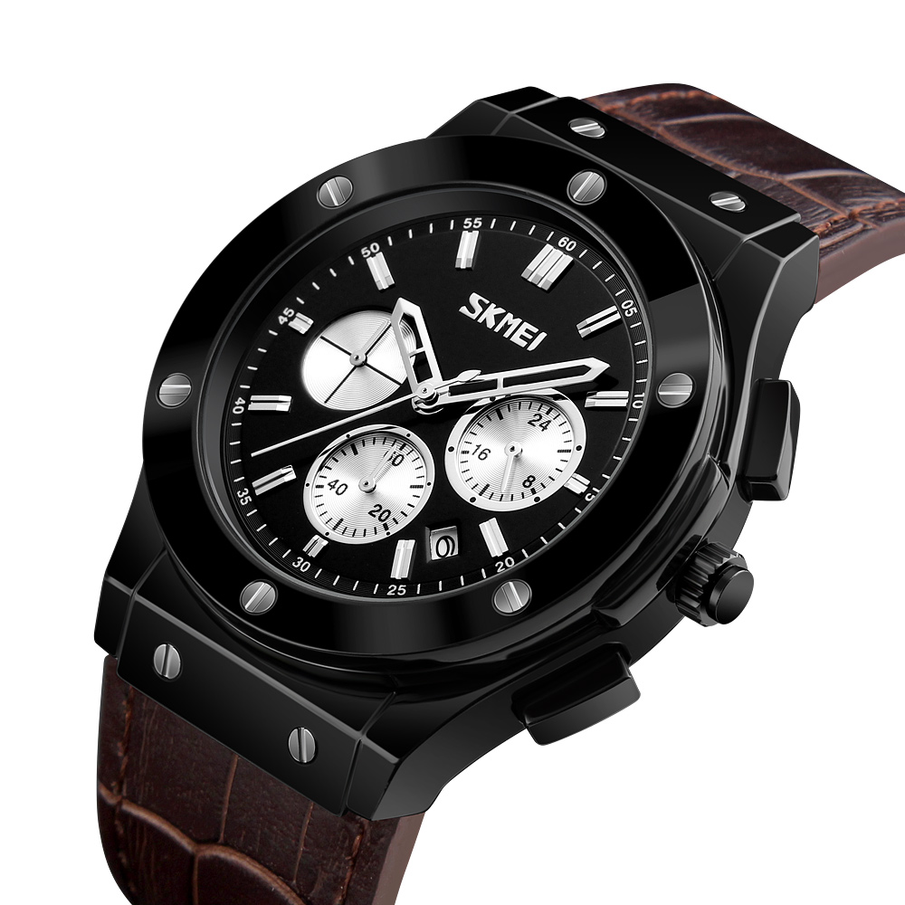 SKMEI 9157 LEATHER QUARTZ WATCH WHOLESALER