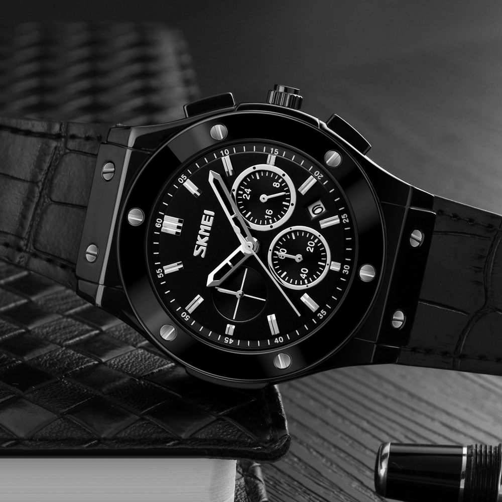 SKMEI 9157 LEATHER QUARTZ WATCH WHOLESALER
