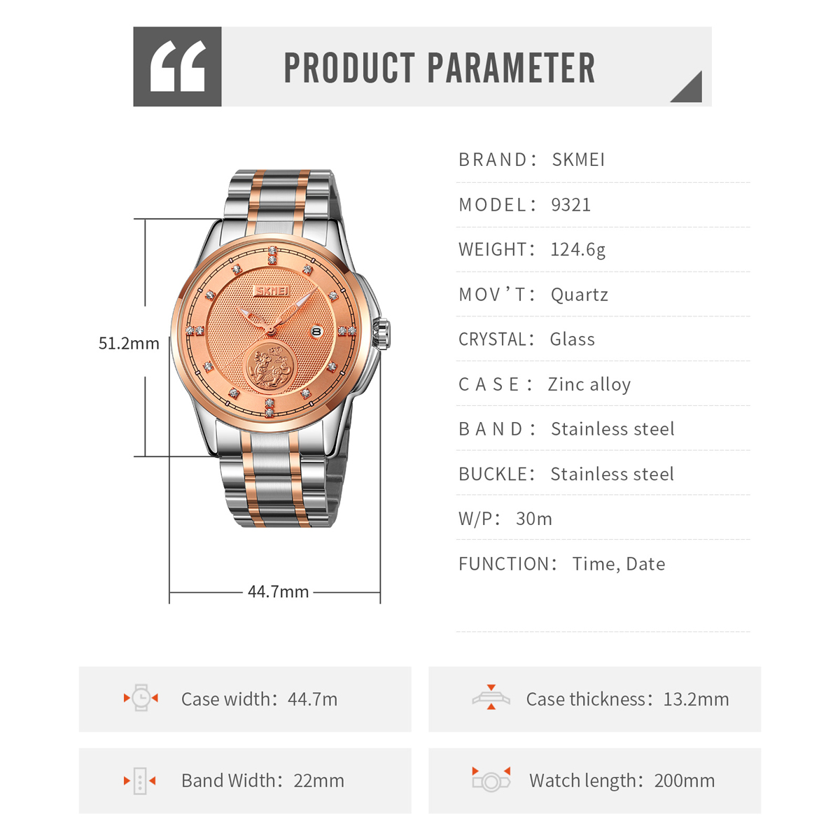 SKMEI 9321 MAN QUARTZ BUSINESS WATCH