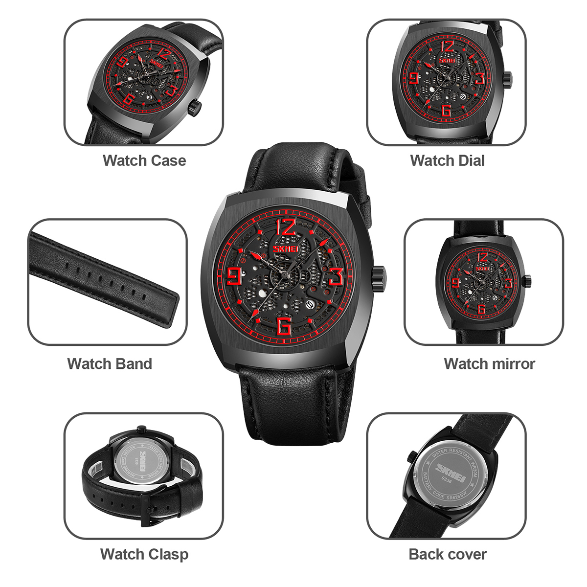 SKMEI 9336 NEW LEATHER QUARTZ WATCH