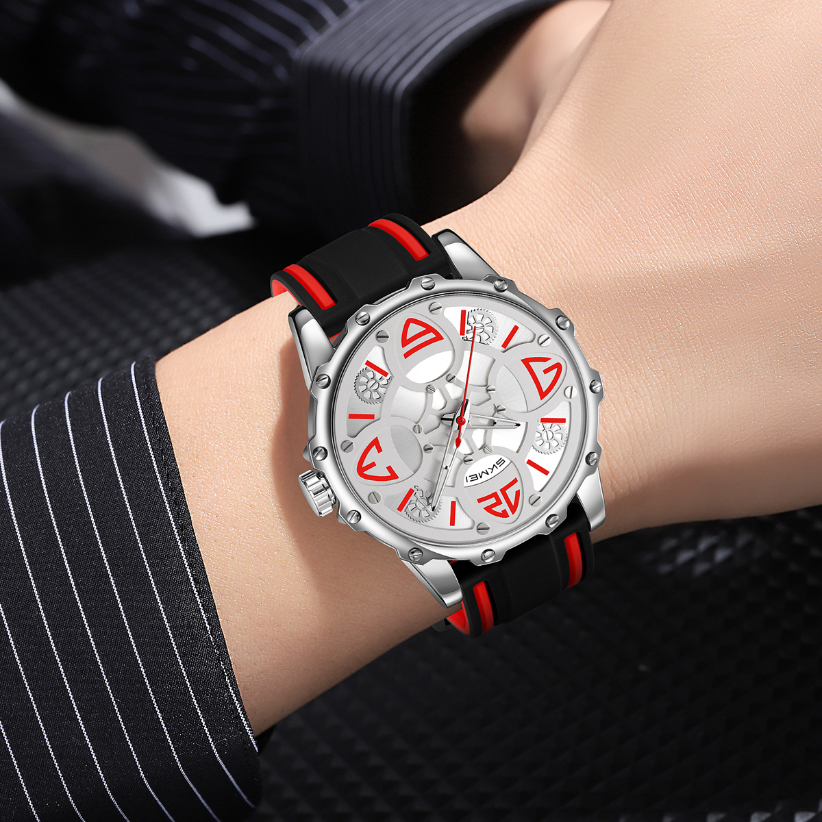 SKMEI 9342 Men's Quartz Watch Silicone Strap Waterproof Custom Logo