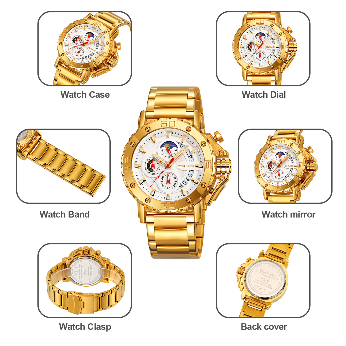 Skmei Watch Wholesale 9344 Luxury Men's Steel Large Wrist