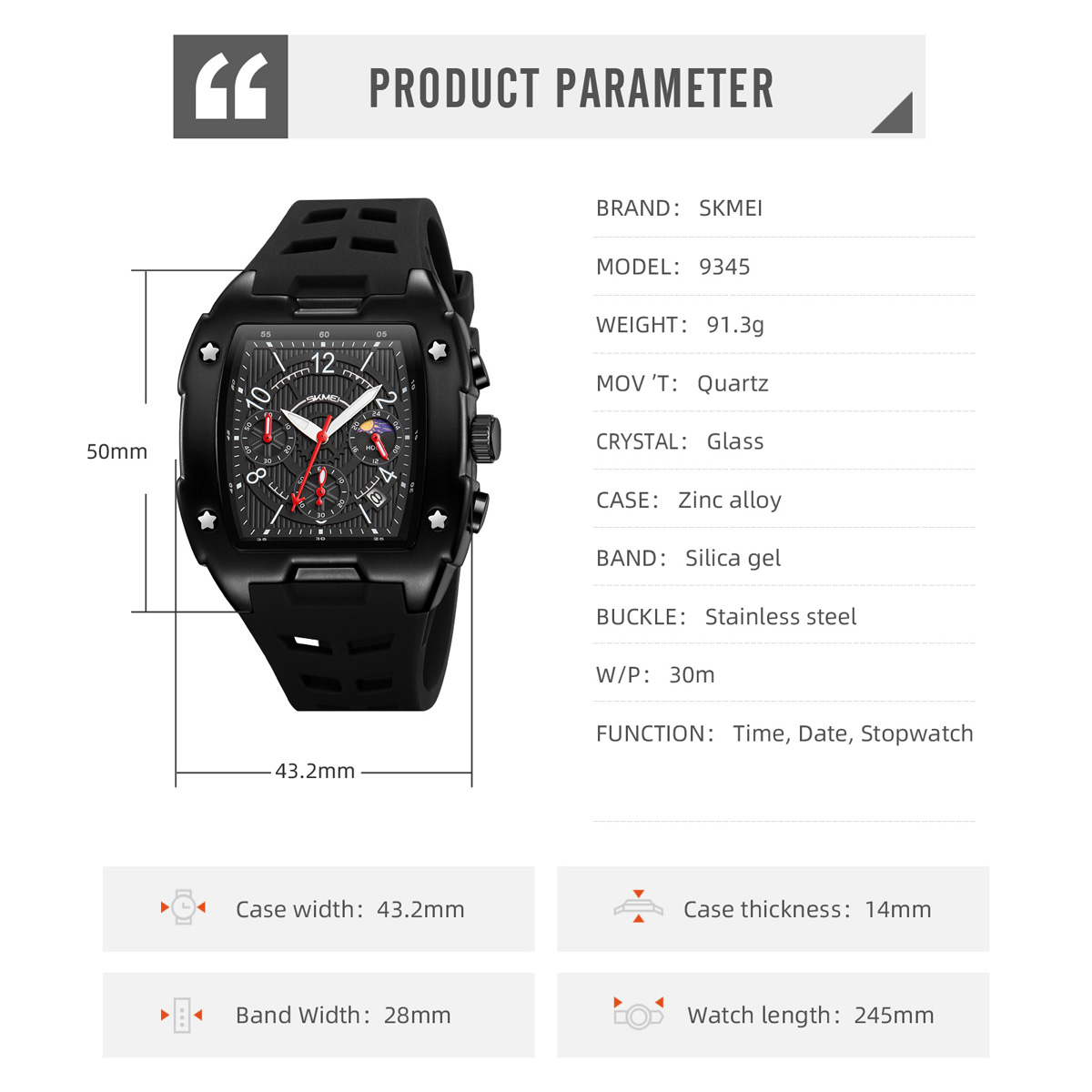 Skmei 9345 Wholesale China Men Quartz Watch 