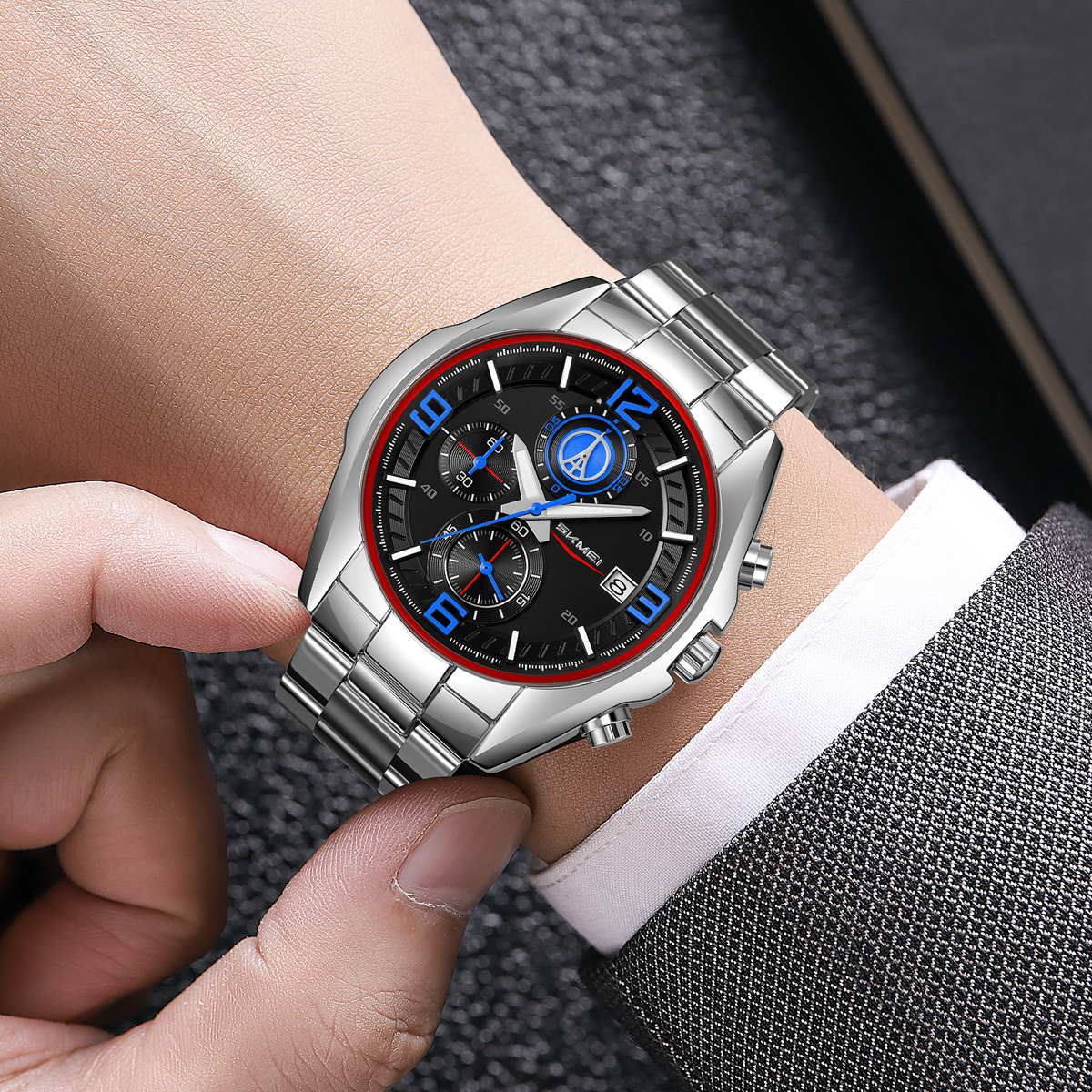 Skmei 9346 New Men's Watch Three Eyes Six Needle Multi-functional Quartz Watch