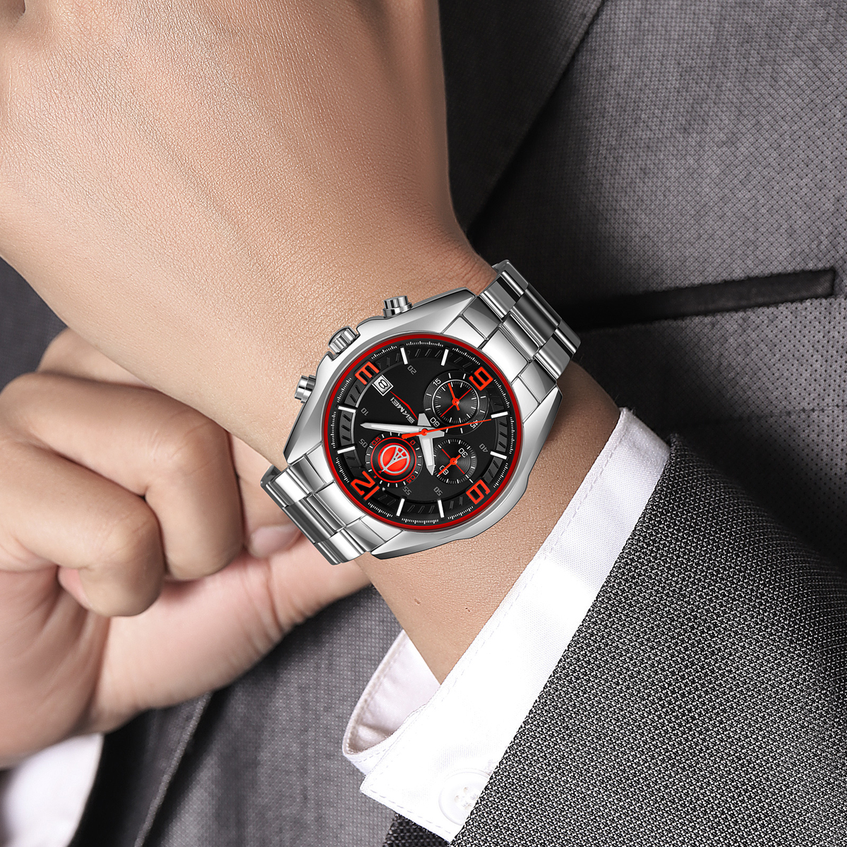 Skmei 9346 New Men's Watch Three Eyes Six Needle Multi-functional Quartz Watch