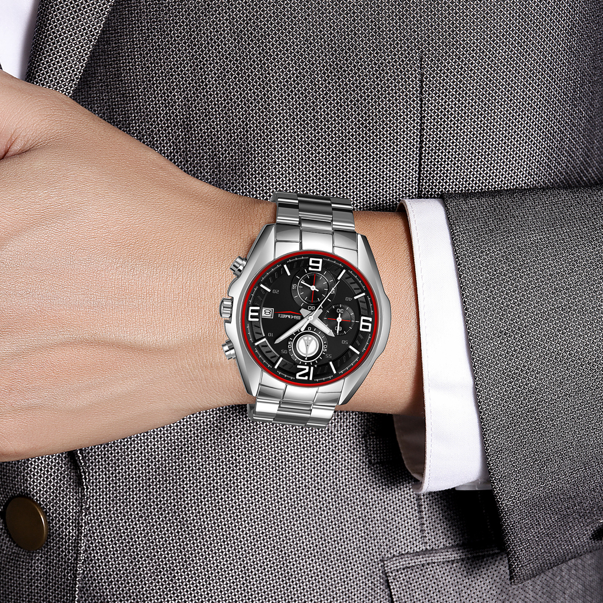 Skmei 9346 New Men's Watch Three Eyes Six Needle Multi-functional Quartz Watch