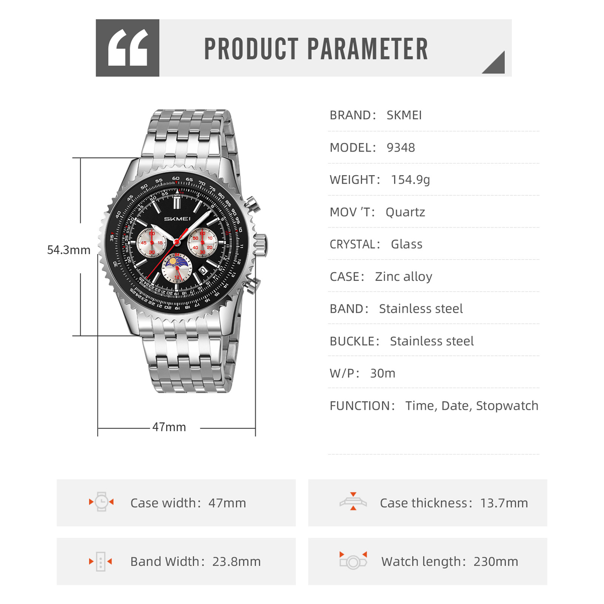 SKMEI 9348 MEN QUARTZ WATCH