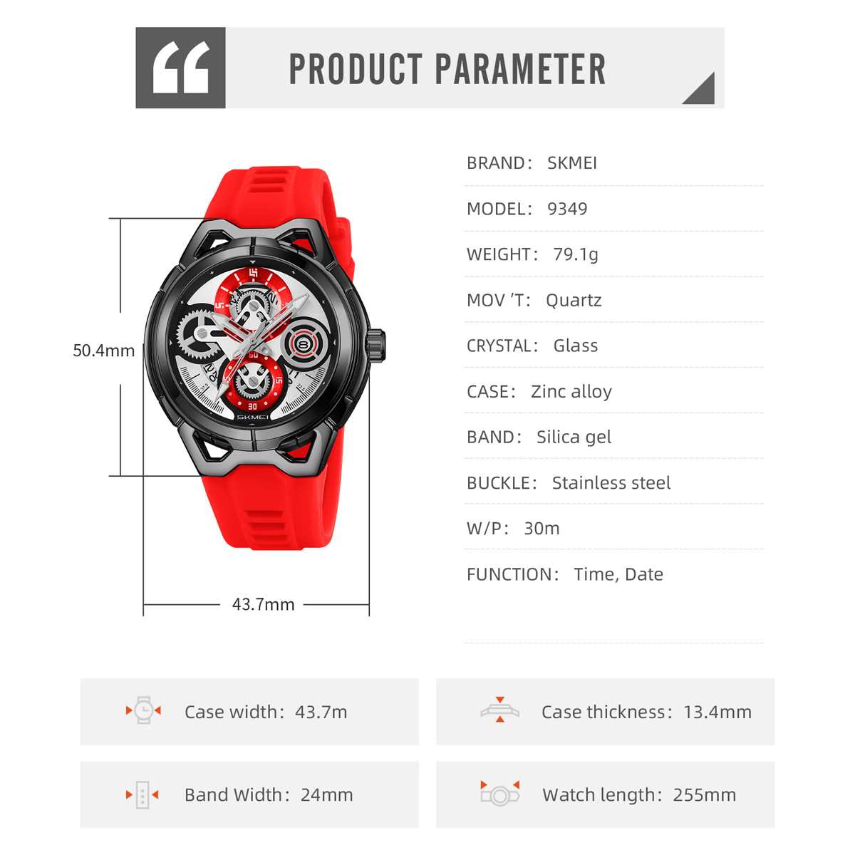 SKMEI 9349 Men's Quartz Silicone Watch