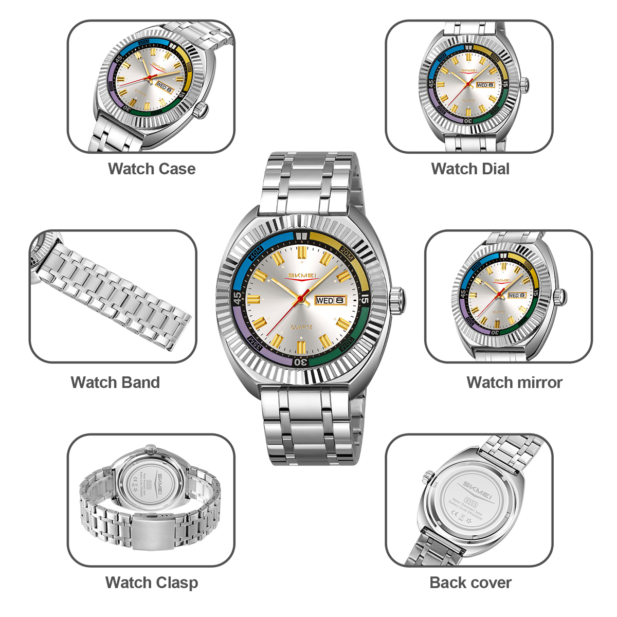 SKMEI 9353 stainless steel wrist quartz watches