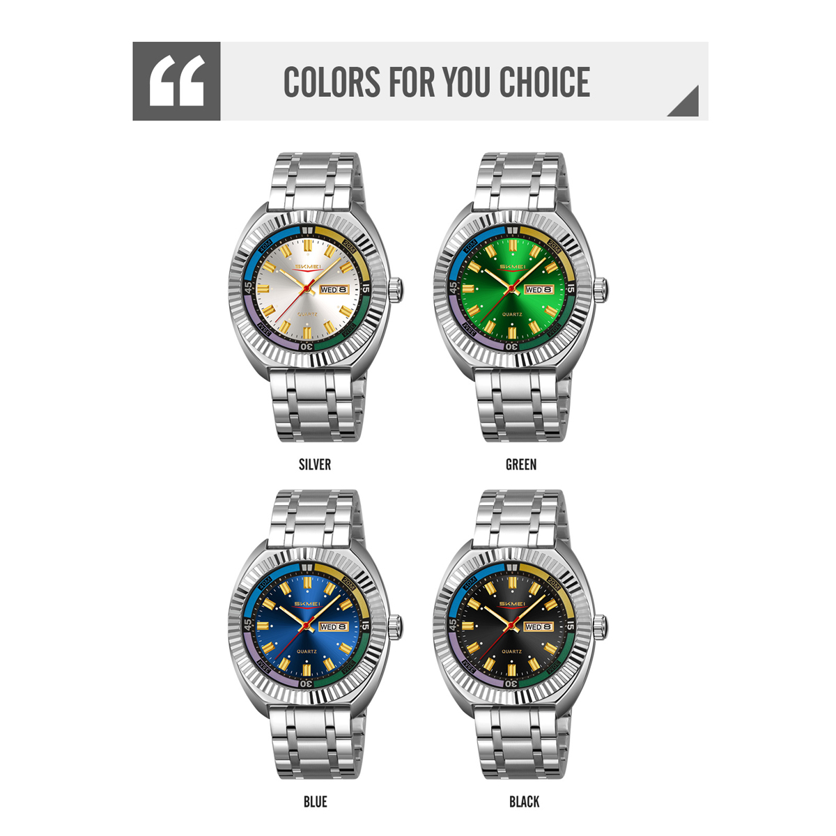 SKMEI 9353 stainless steel wrist quartz watches