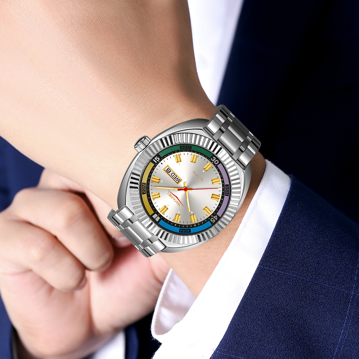 SKMEI 9353 stainless steel wrist quartz watches