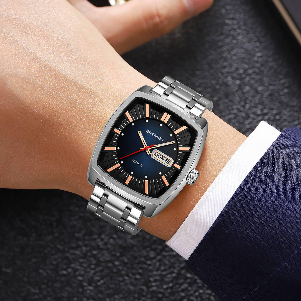 SKMEI 9354 Men Watches Square Dial Business Analog Quartz Watch