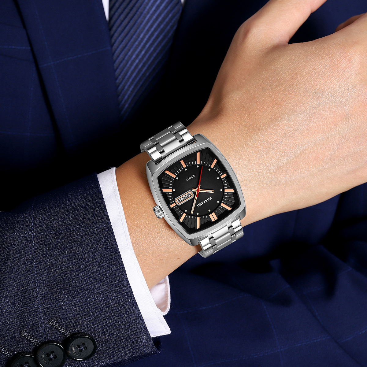 SKMEI 9354 Men Watches Square Dial Business Analog Quartz Watch