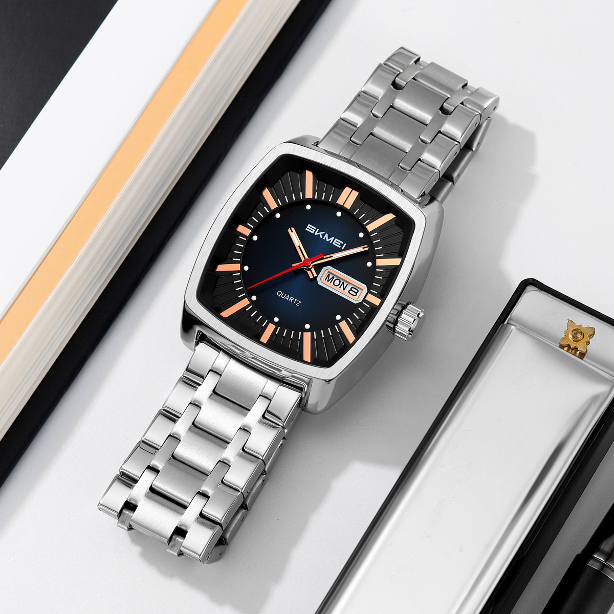 SKMEI 9354 Men Watches Square Dial Business Analog Quartz Watch