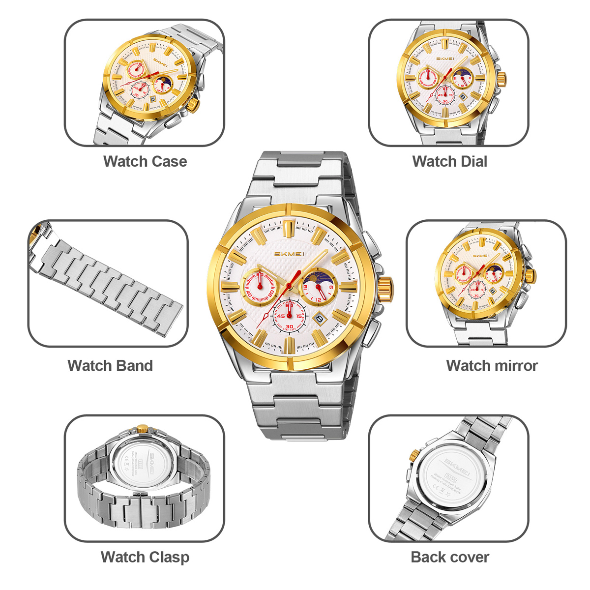 SKMEI 9355 Mens Watches Stainless Steel