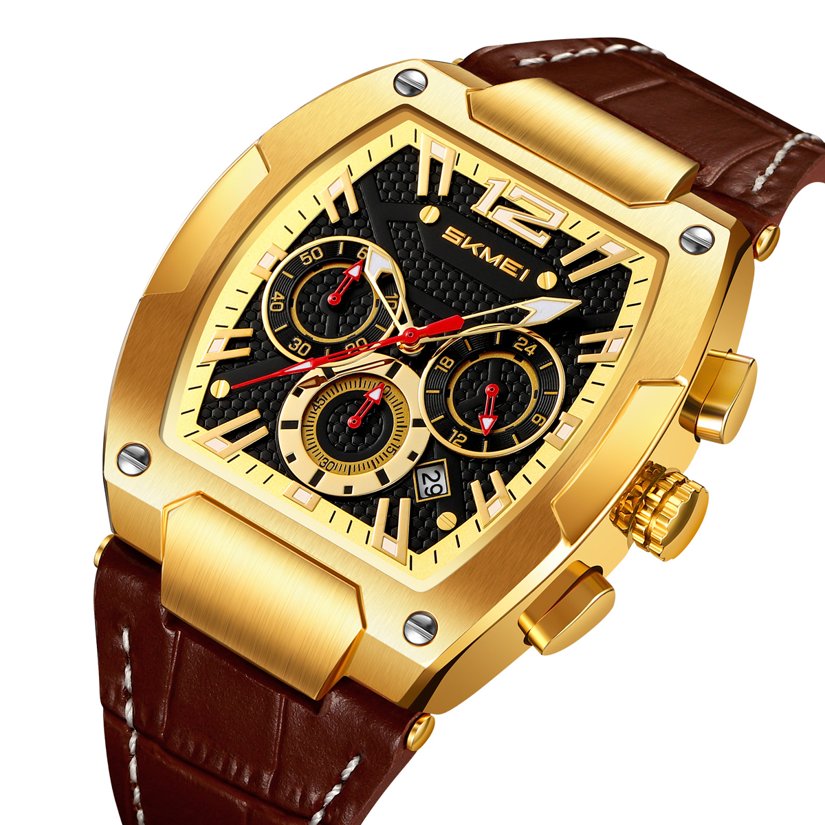  Genuine Leather 3ATM Waterproof Men Quartz Watch