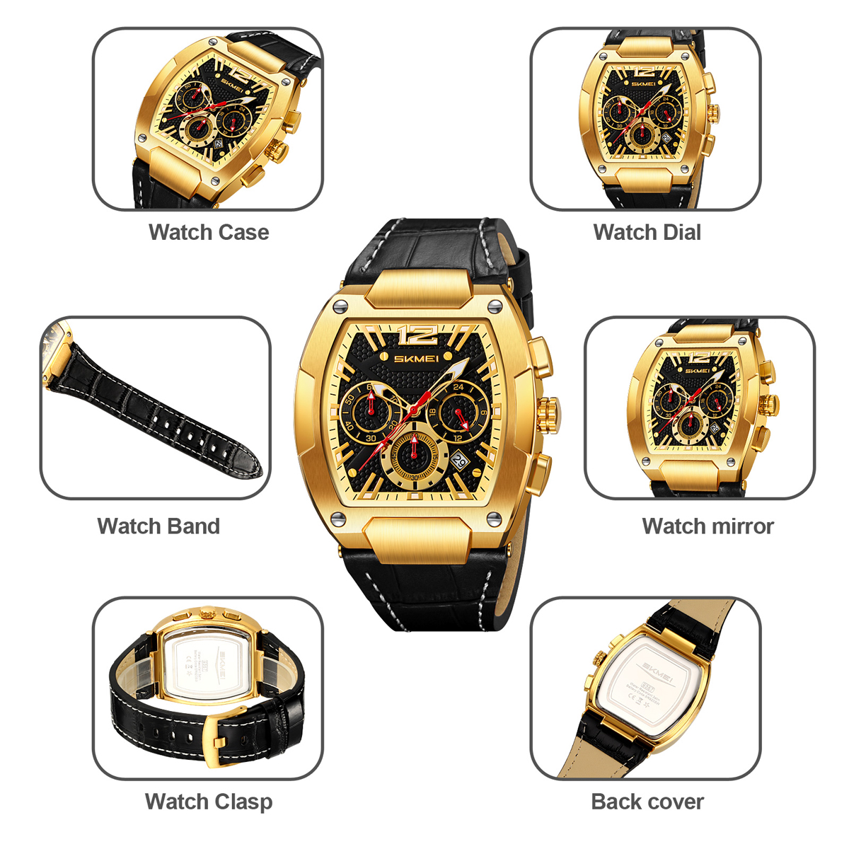  Genuine Leather 3ATM Waterproof Men Quartz Watch