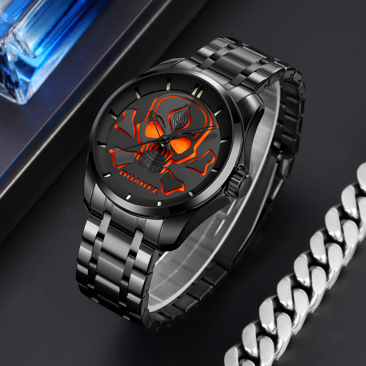 Wholesale New arrival Skmei 9358 Luxury Unique Skull Design Style Wristwatch