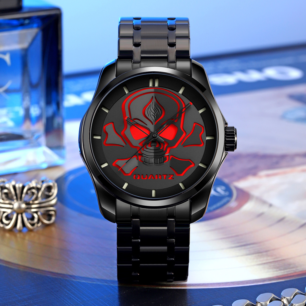 Wholesale New arrival Skmei 9358 Luxury Unique Skull Design Style Wristwatch