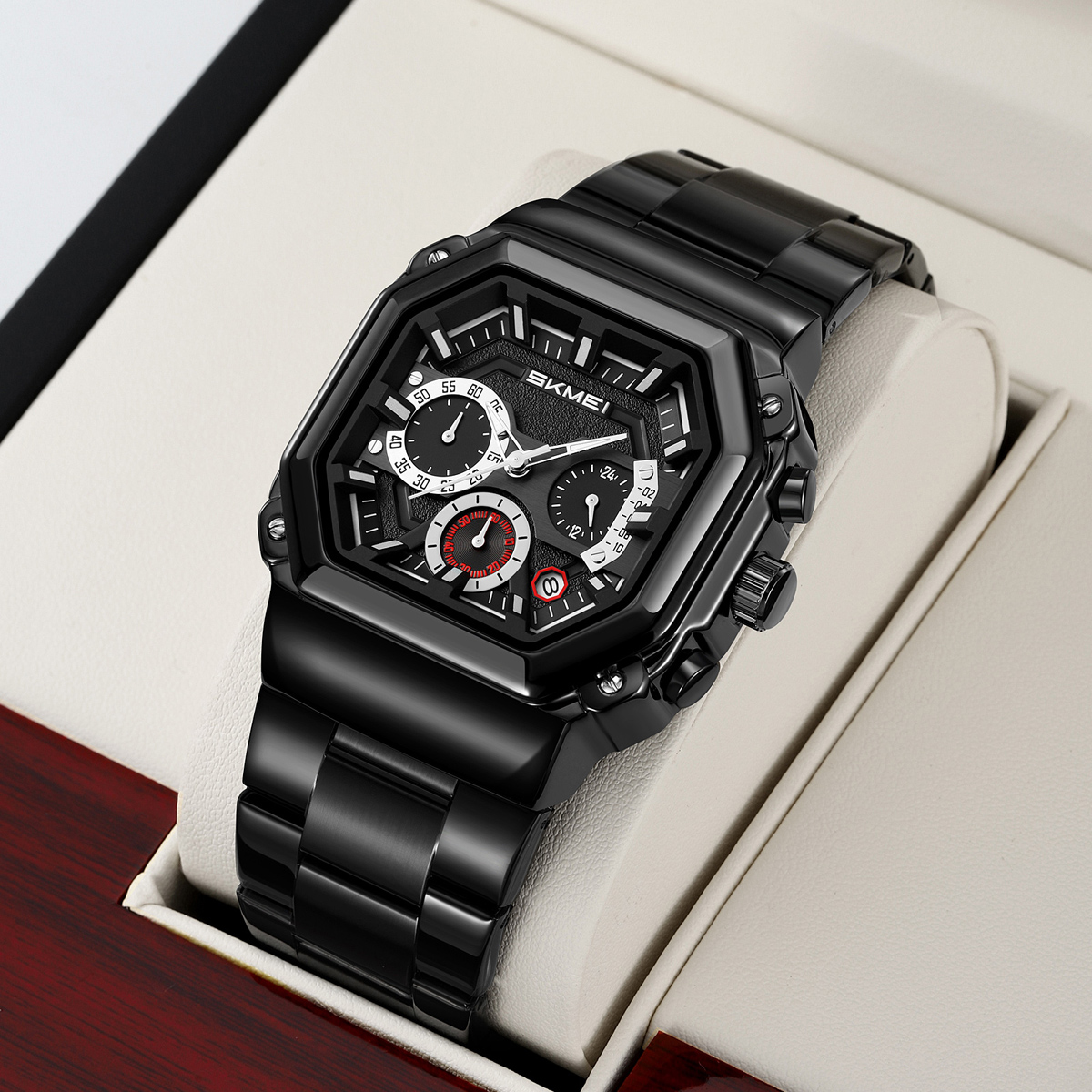 SKMEI 9359 Men's Vintage Black Stainless Steel Quartz Watch