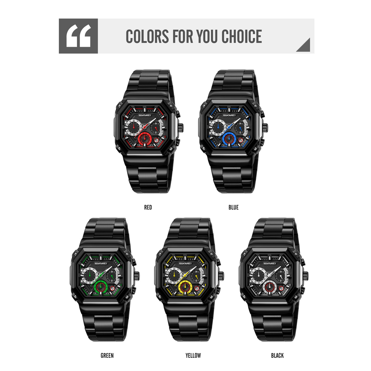 SKMEI 9359 Men's Vintage Black Stainless Steel Quartz Watch