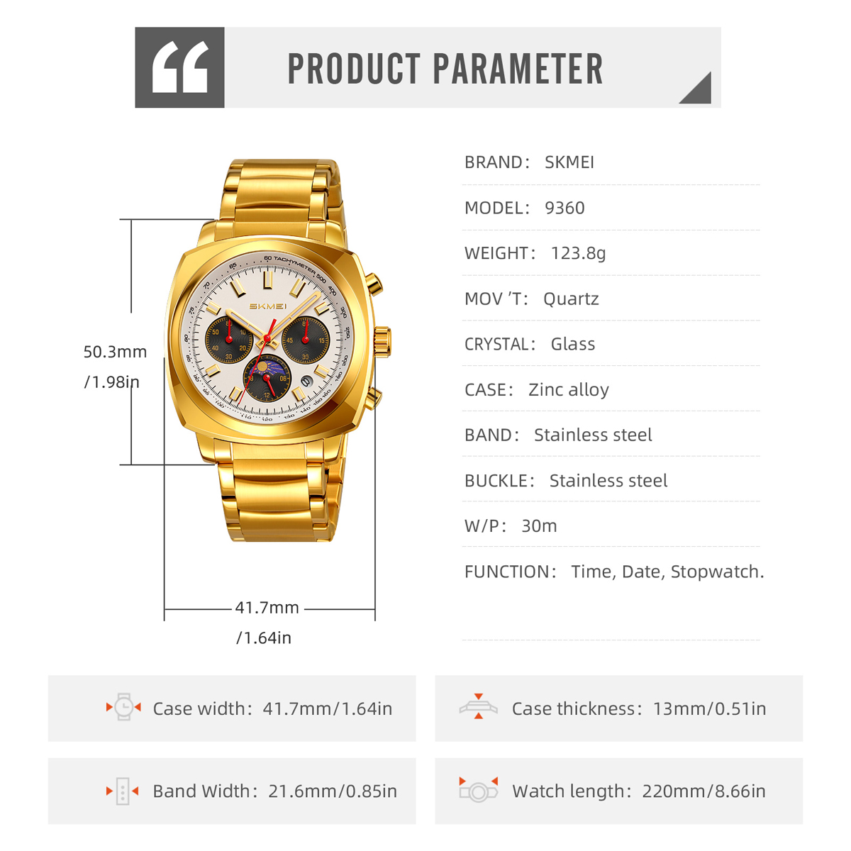 Skmei 9360 Luxury Men Quartz Watch