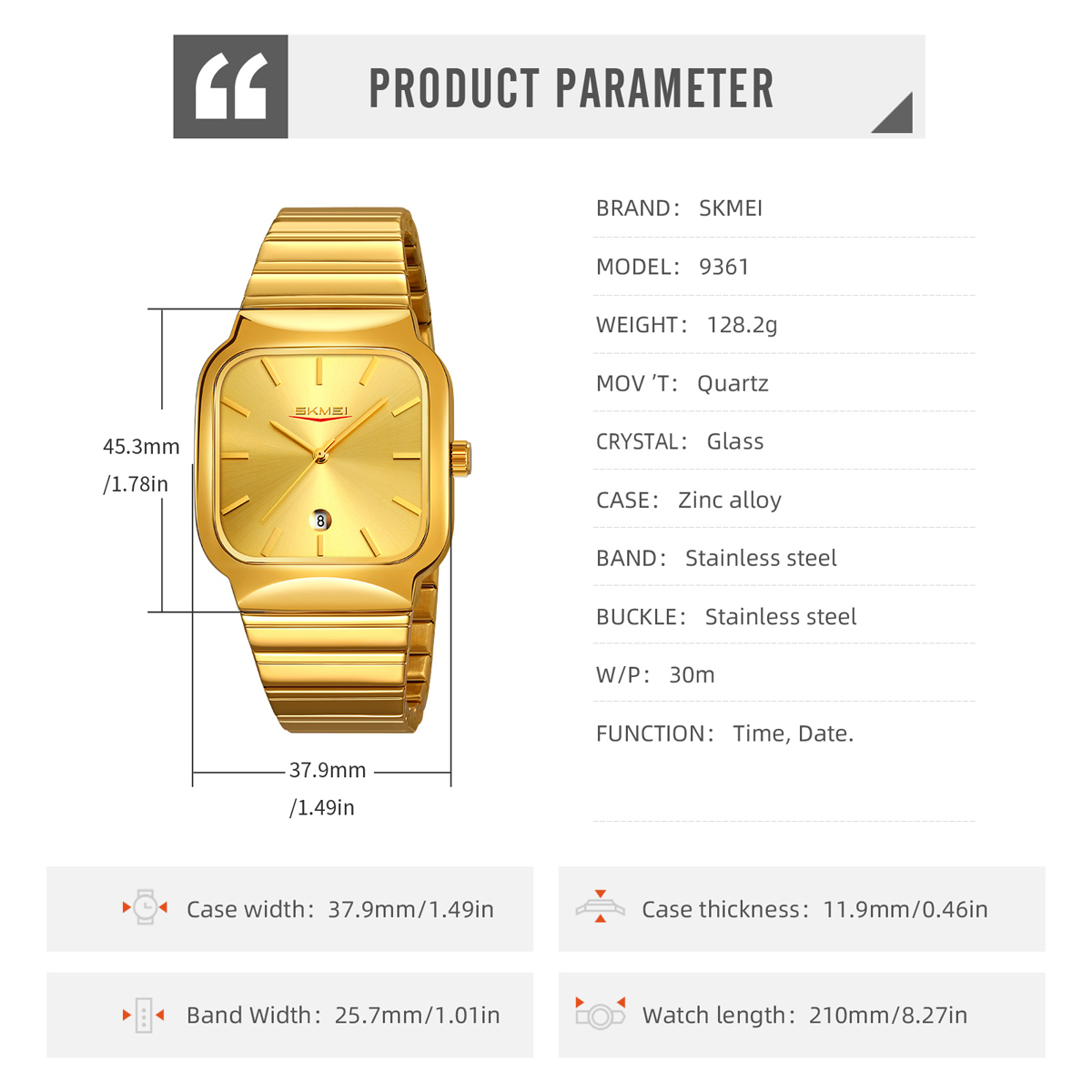 SKMEI 9361 New Times square watches