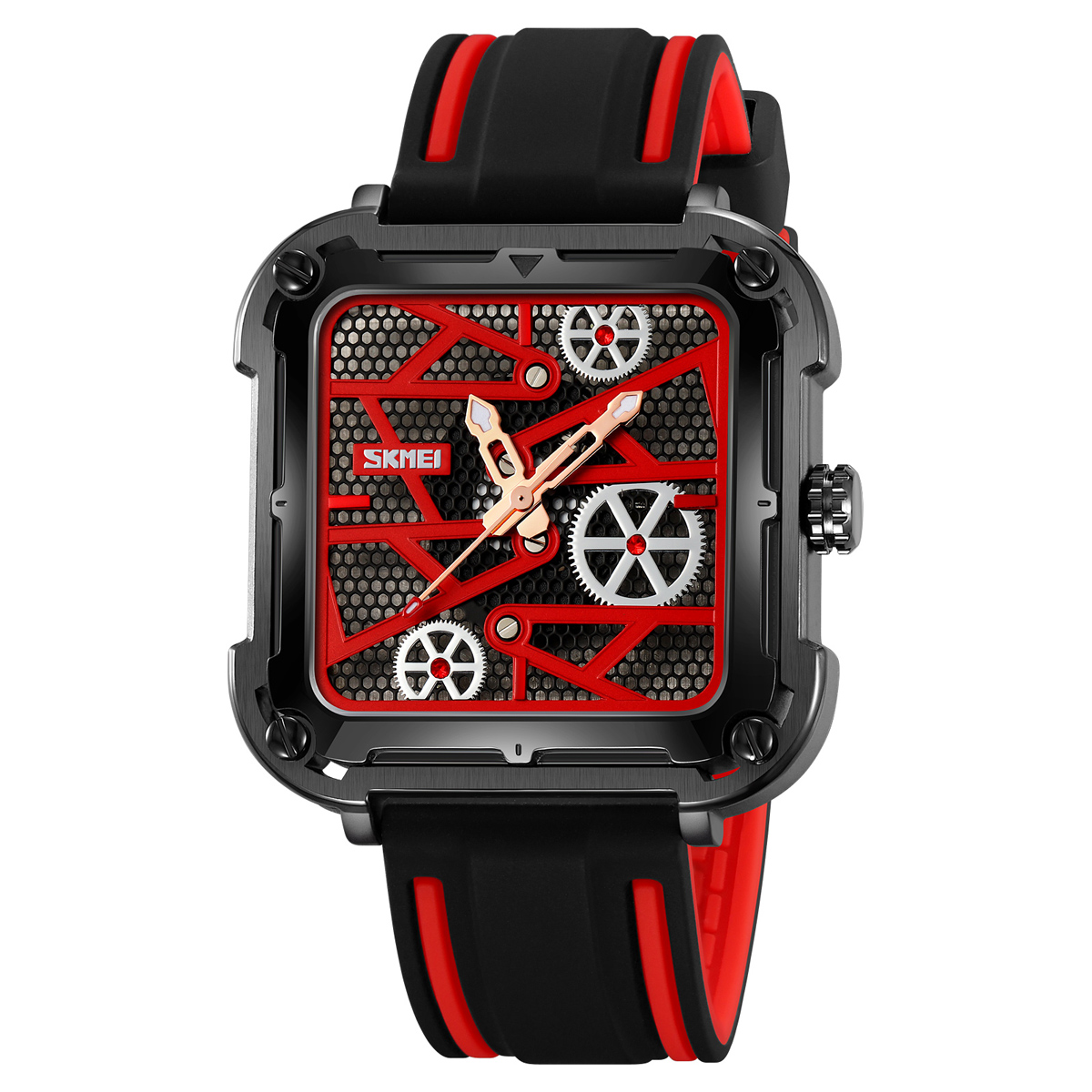 Skmei 9363 New square Hollow Creative Mechanical Wind Quartz Watch 