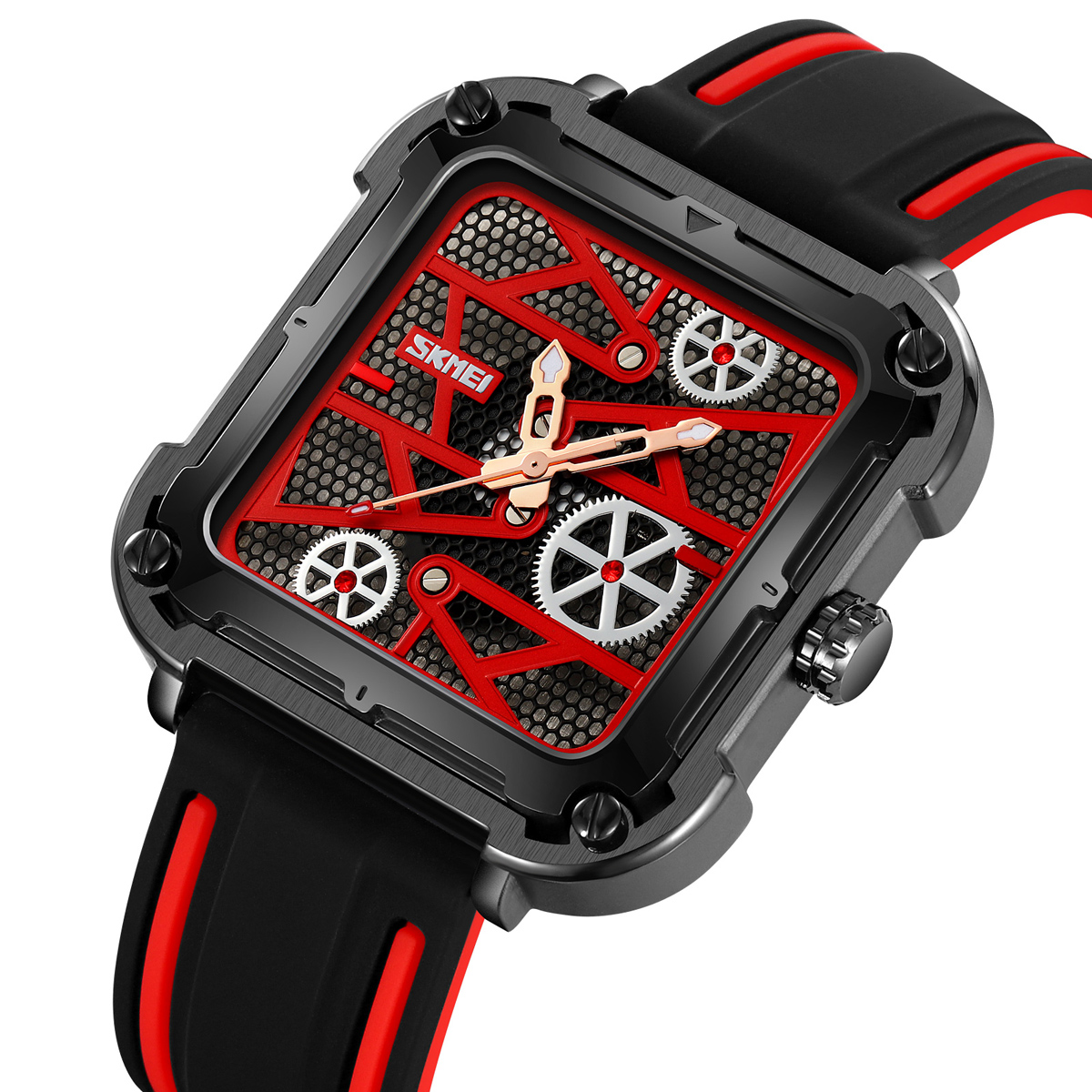 Skmei 9363 New square Hollow Creative Mechanical Wind Quartz Watch 