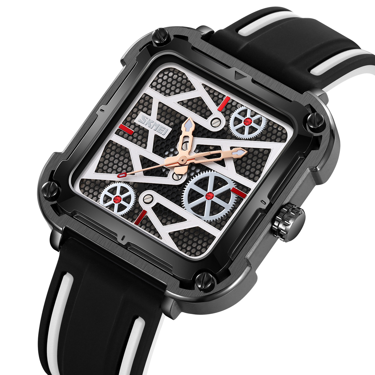 Skmei 9363 New square Hollow Creative Mechanical Wind Quartz Watch 