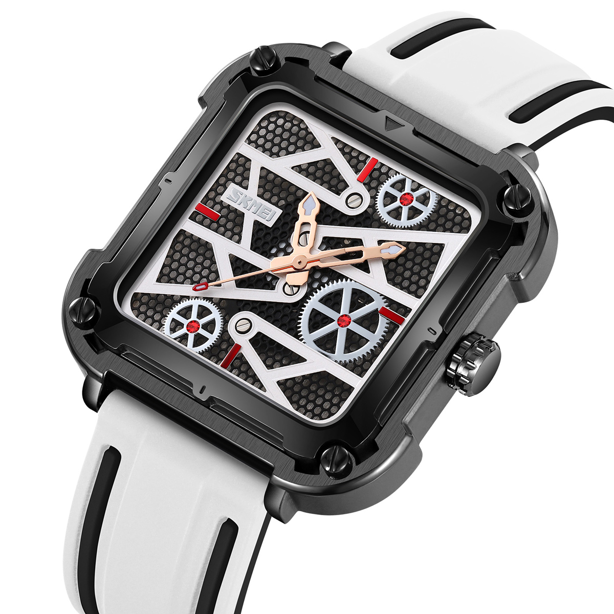 Skmei 9363 New square Hollow Creative Mechanical Wind Quartz Watch 