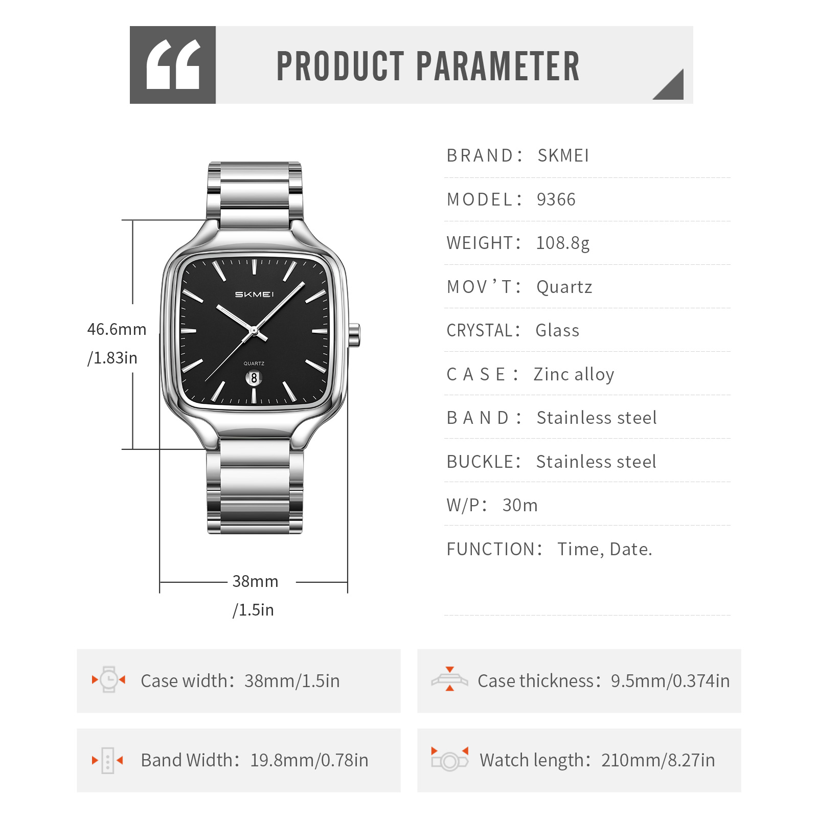 SKMEI 9366 FASHION WATCHES MEN