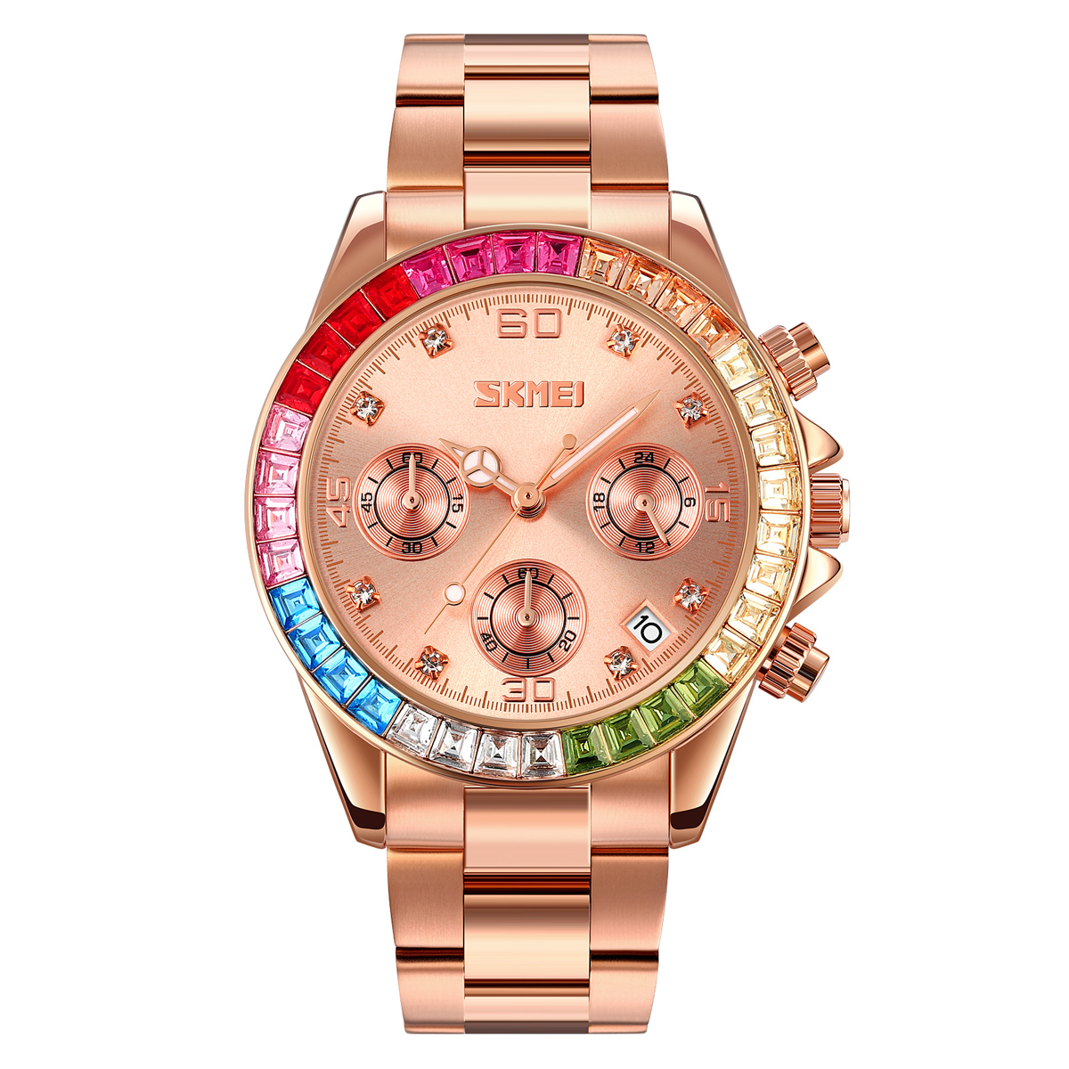 SKMEI 9367 Rhinestone Stainless Steel Water Resistant Quartz Watch