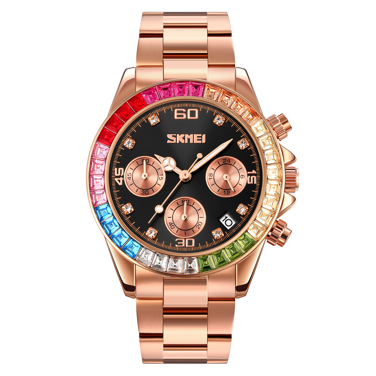SKMEI 9367 Rhinestone Stainless Steel Water Resistant Quartz Watch