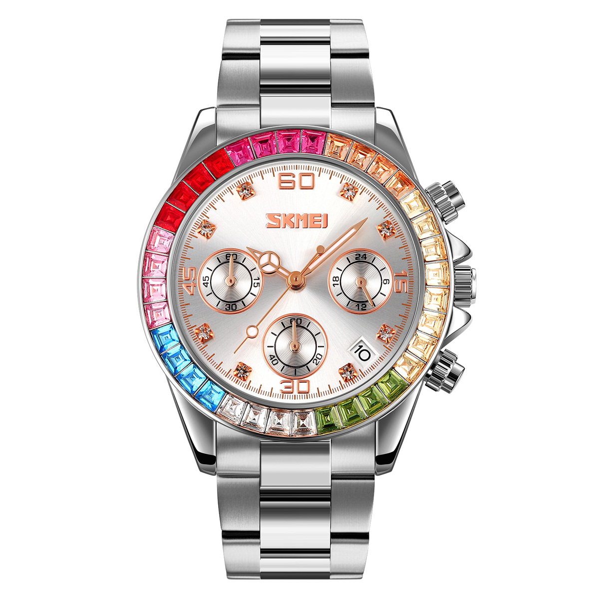 SKMEI 9367 Rhinestone Stainless Steel Water Resistant Quartz Watch
