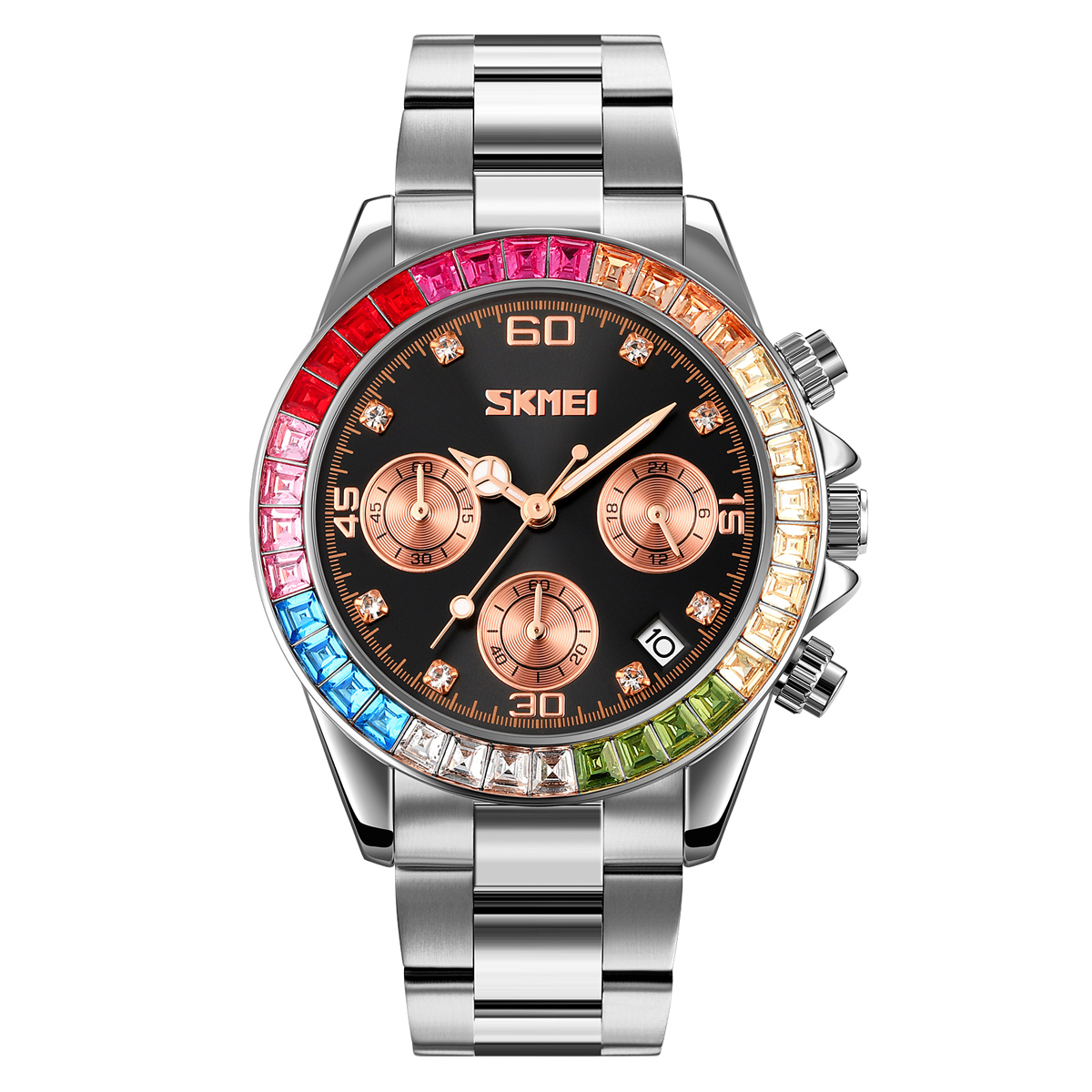 SKMEI 9367 Rhinestone Stainless Steel Water Resistant Quartz Watch