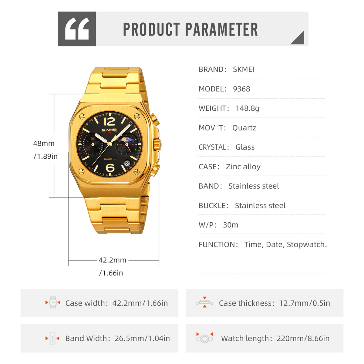 Skmei 9368 Hot Sell Wholesale Mens Quartz Watch