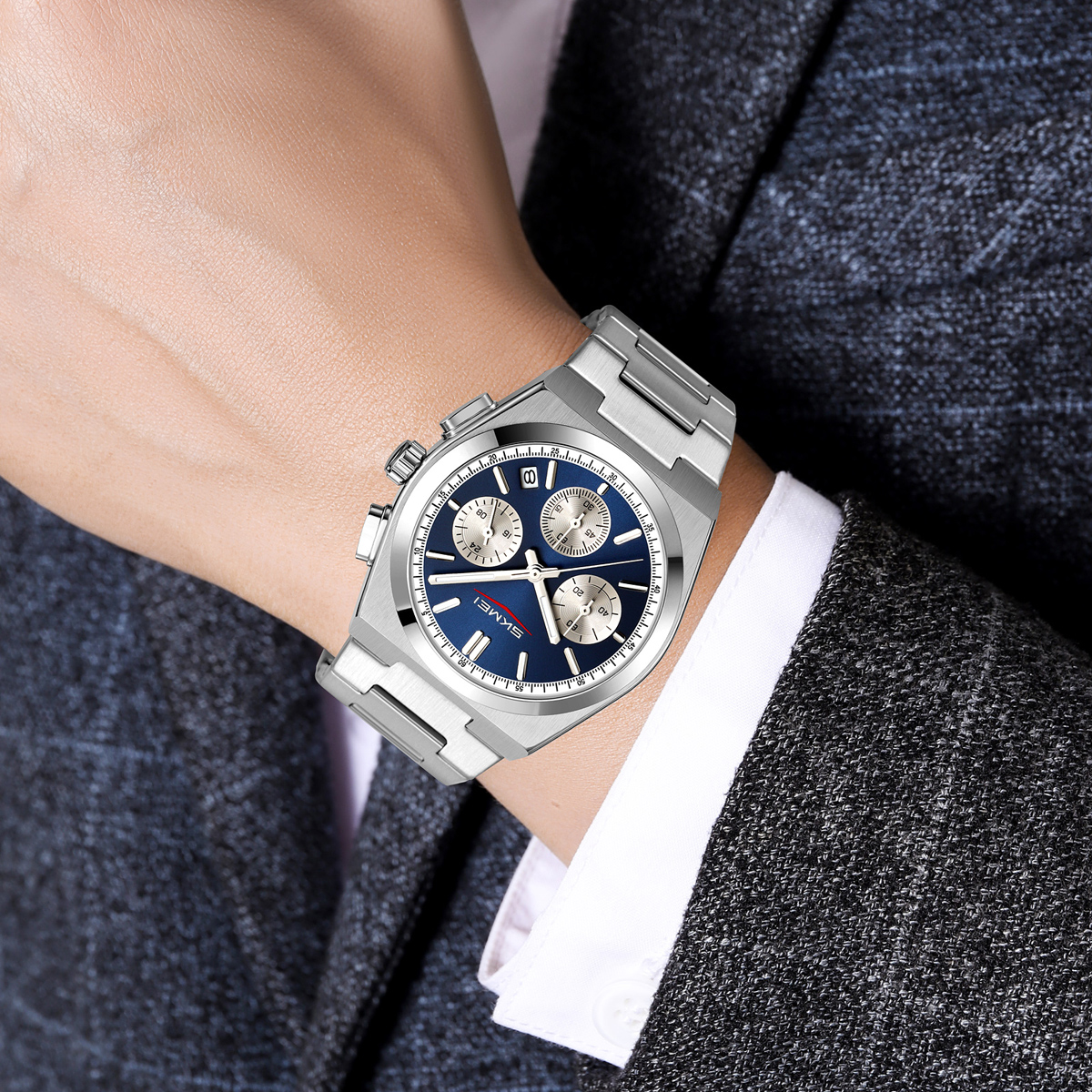 9371 Skmei Original Brand Chronograph Quartz Watch Stainless Steel