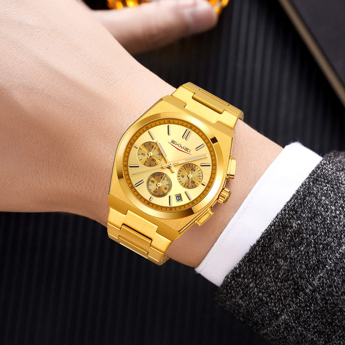 9371 Skmei Original Brand Chronograph Quartz Watch Stainless Steel