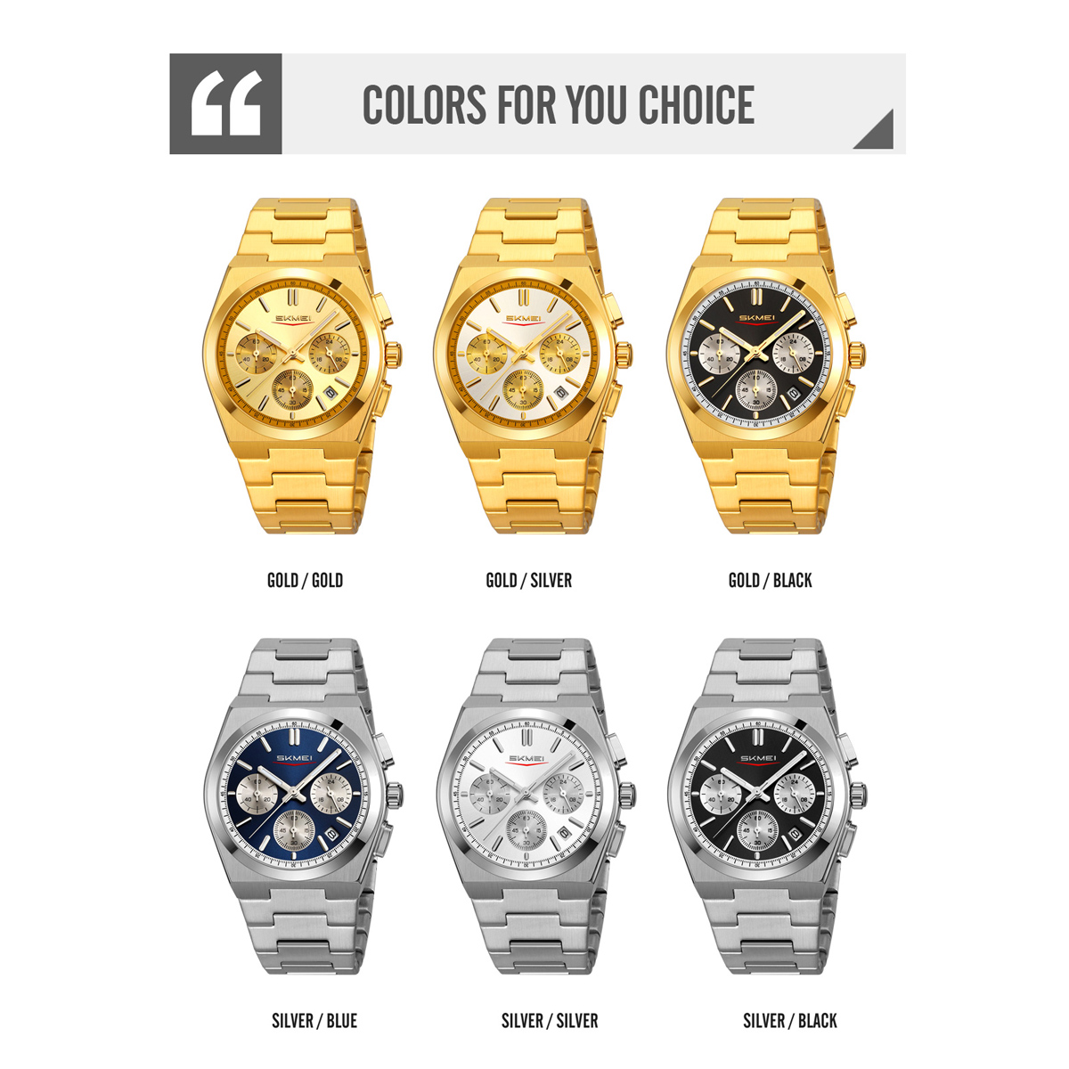 9371 Skmei Original Brand Chronograph Quartz Watch Stainless Steel