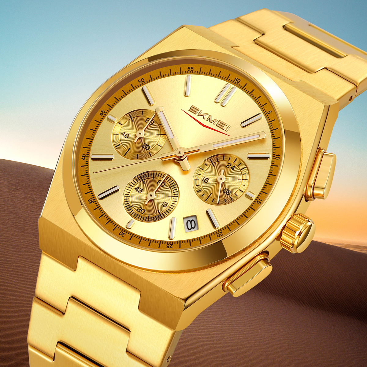 9371 Skmei Original Brand Chronograph Quartz Watch Stainless Steel