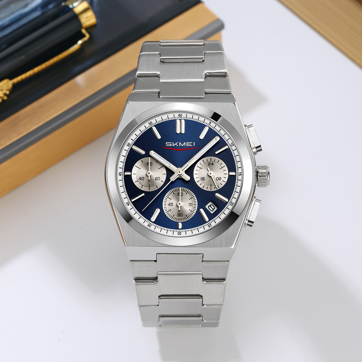 9371 Skmei Original Brand Chronograph Quartz Watch Stainless Steel