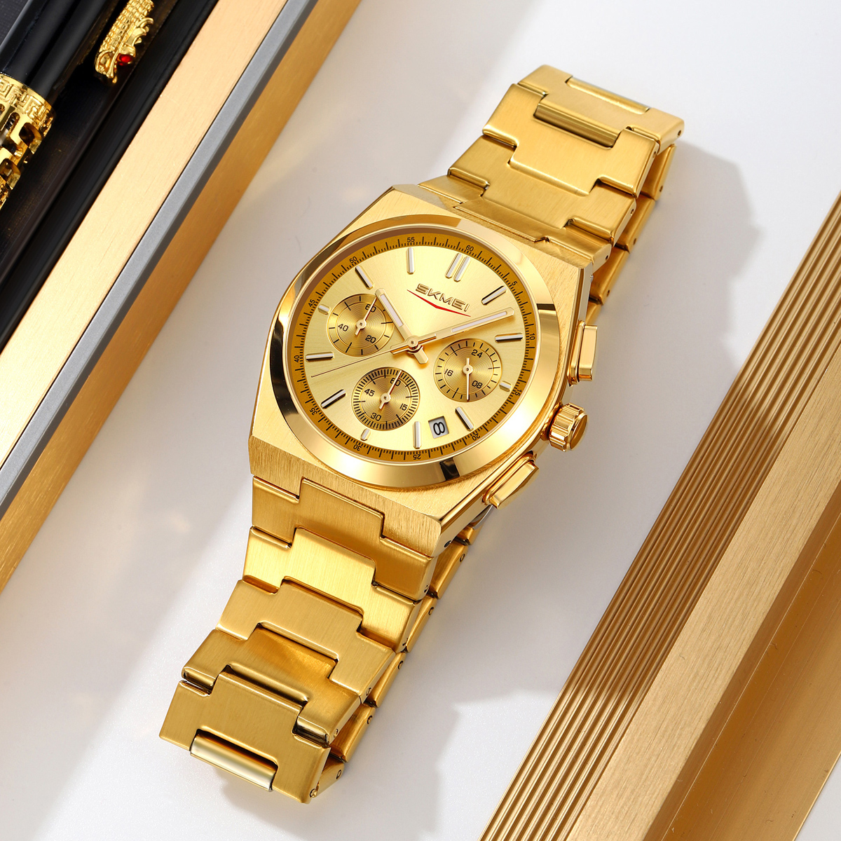 9371 Skmei Original Brand Chronograph Quartz Watch Stainless Steel