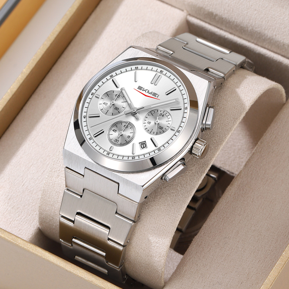 9371 Skmei Original Brand Chronograph Quartz Watch Stainless Steel