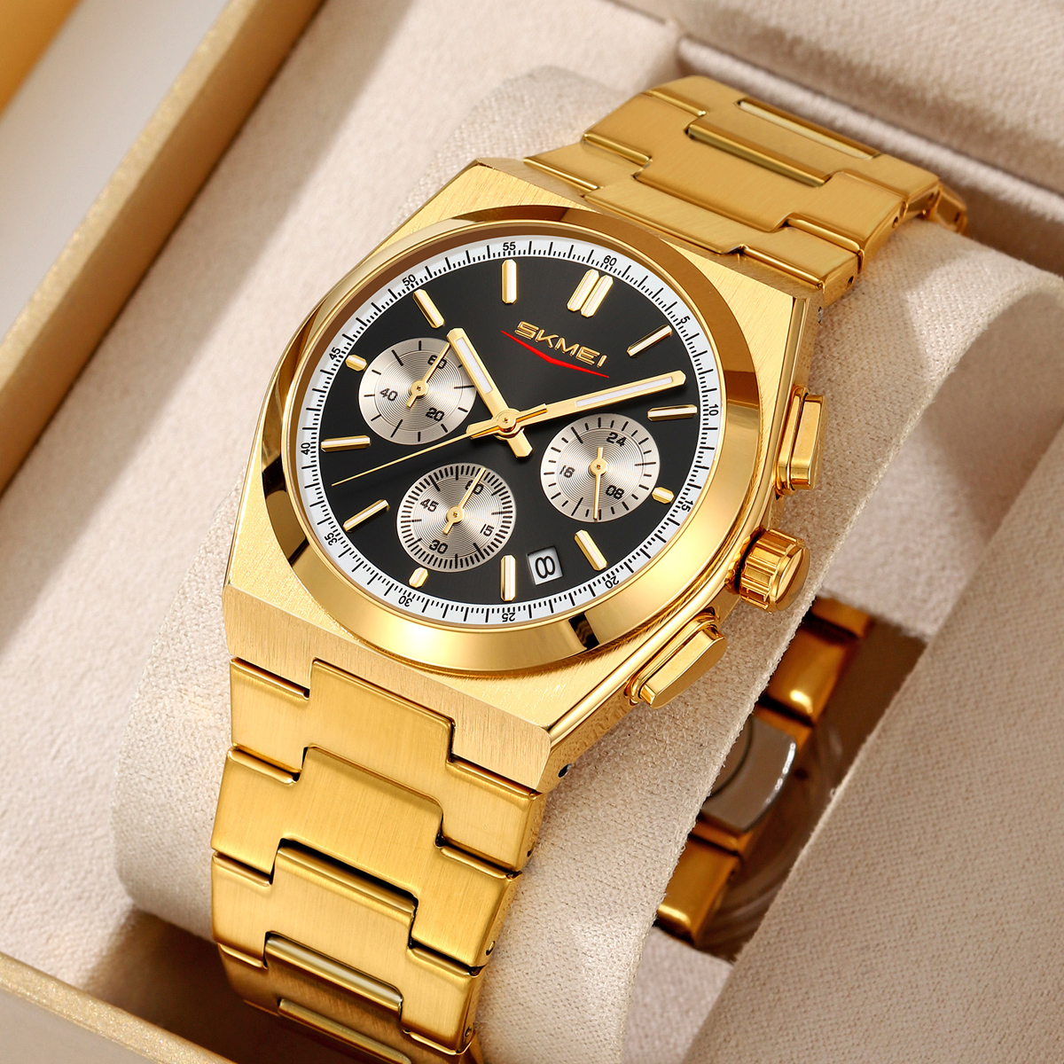 9371 Skmei Original Brand Chronograph Quartz Watch Stainless Steel