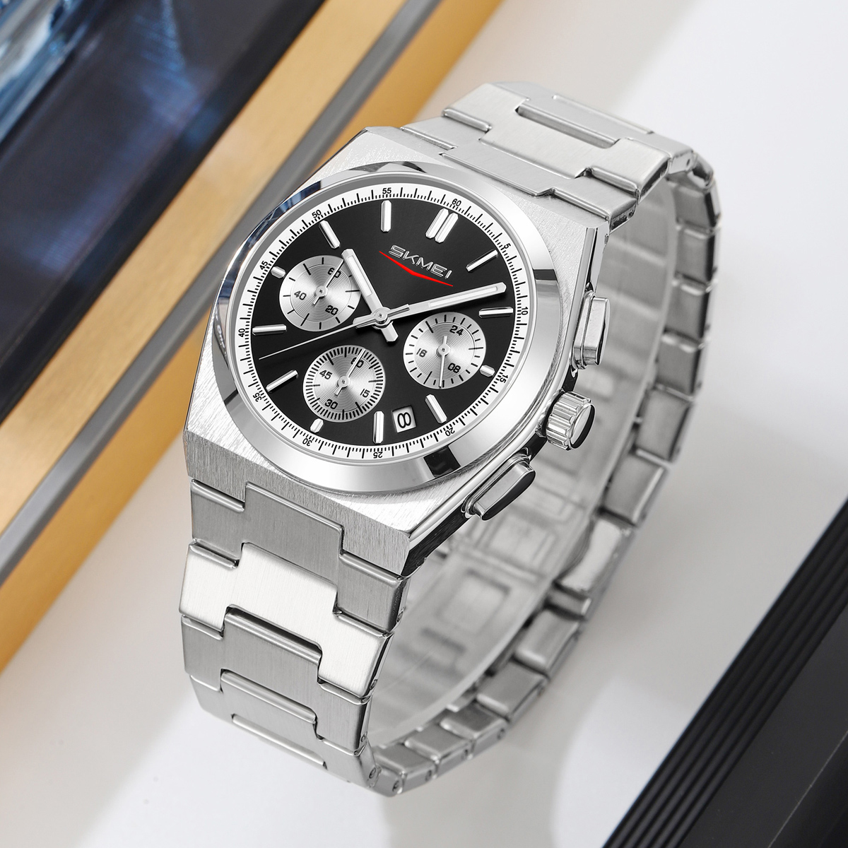 9371 Skmei Original Brand Chronograph Quartz Watch Stainless Steel