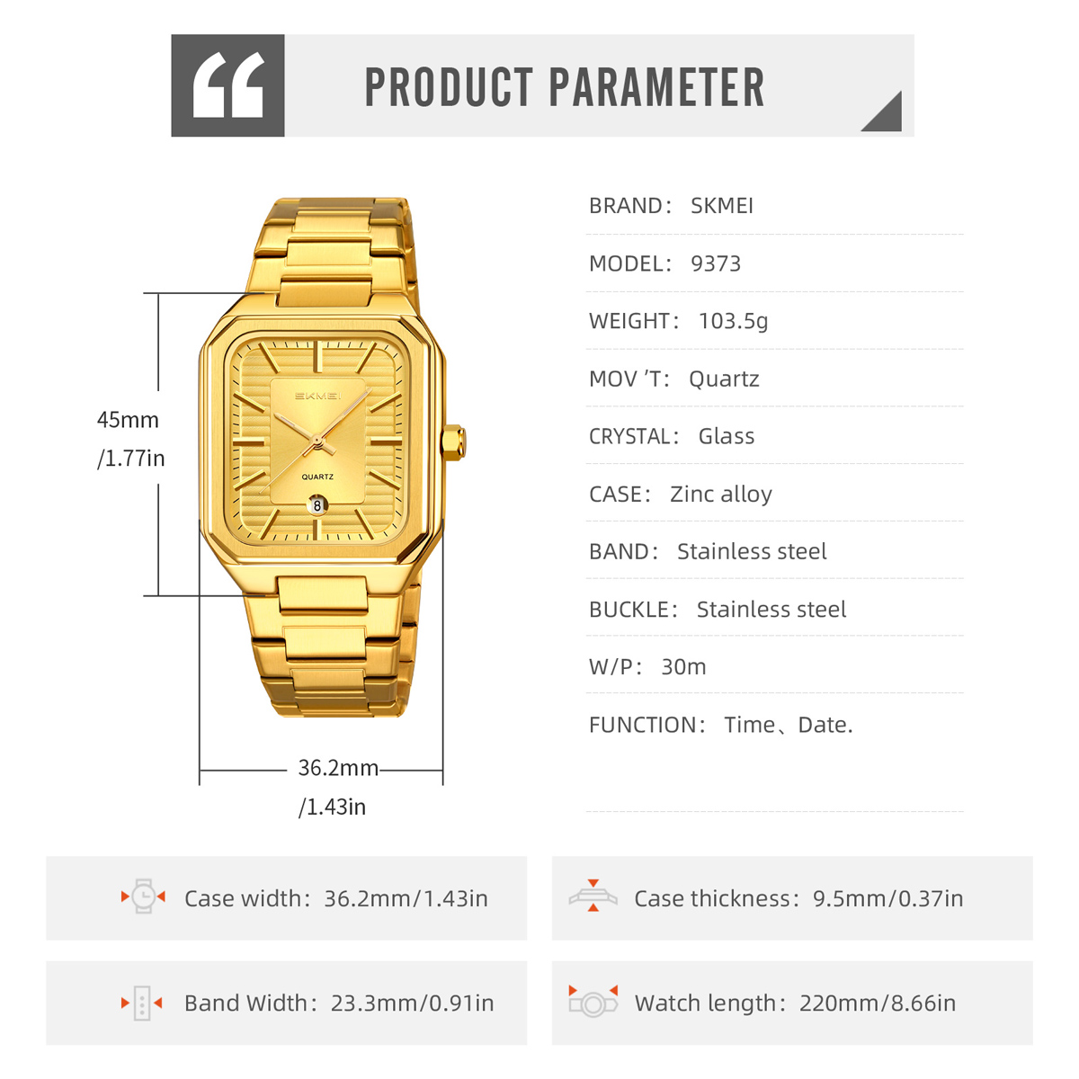 SKMEI 9373 MEN QUARTZ WATCH