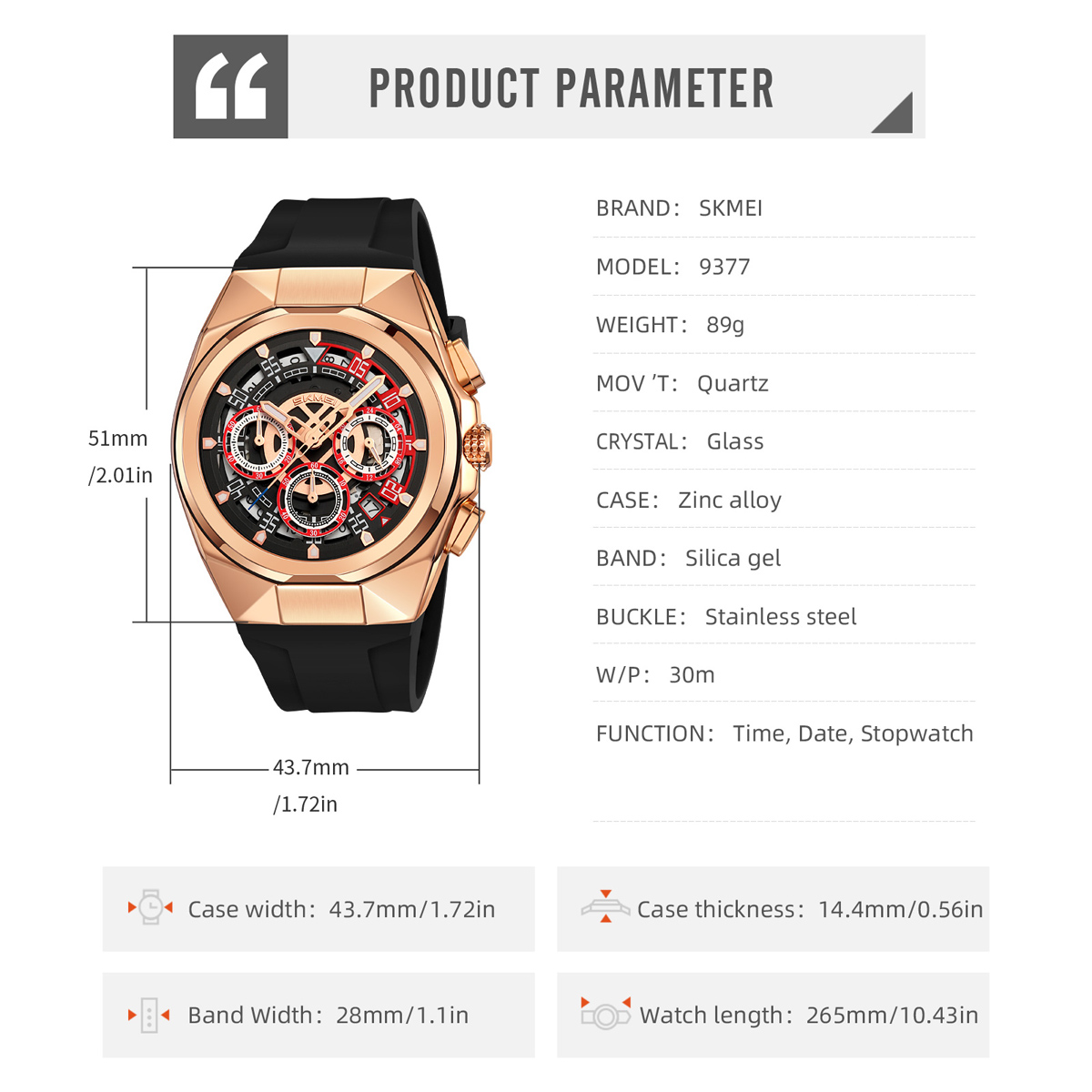 SKMEI 9377 Ready Stock Quartz Watch