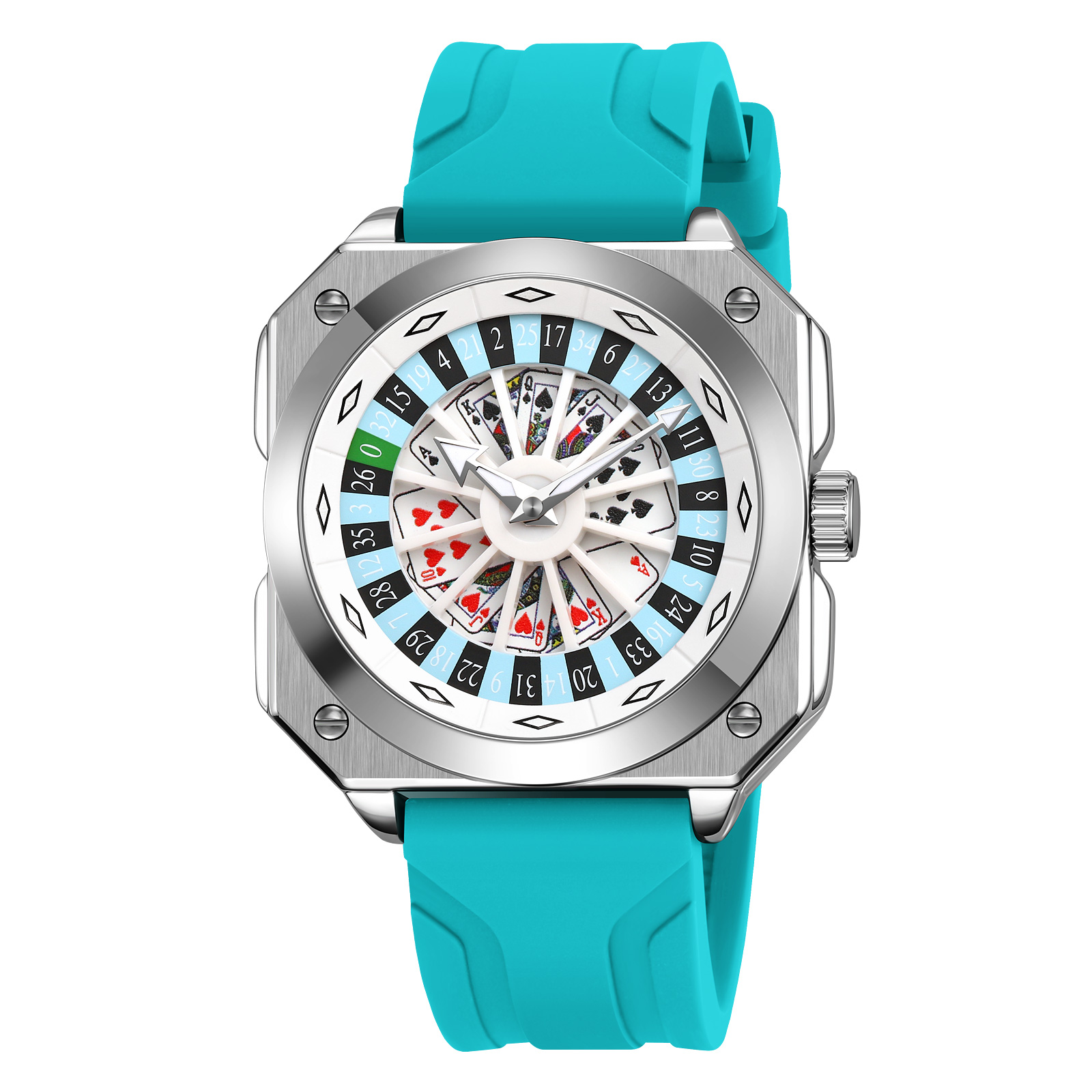 SKMEI 9379 Rotating Poker Dial Silicone Wrist Watches Quartz Waterproof Men Watch