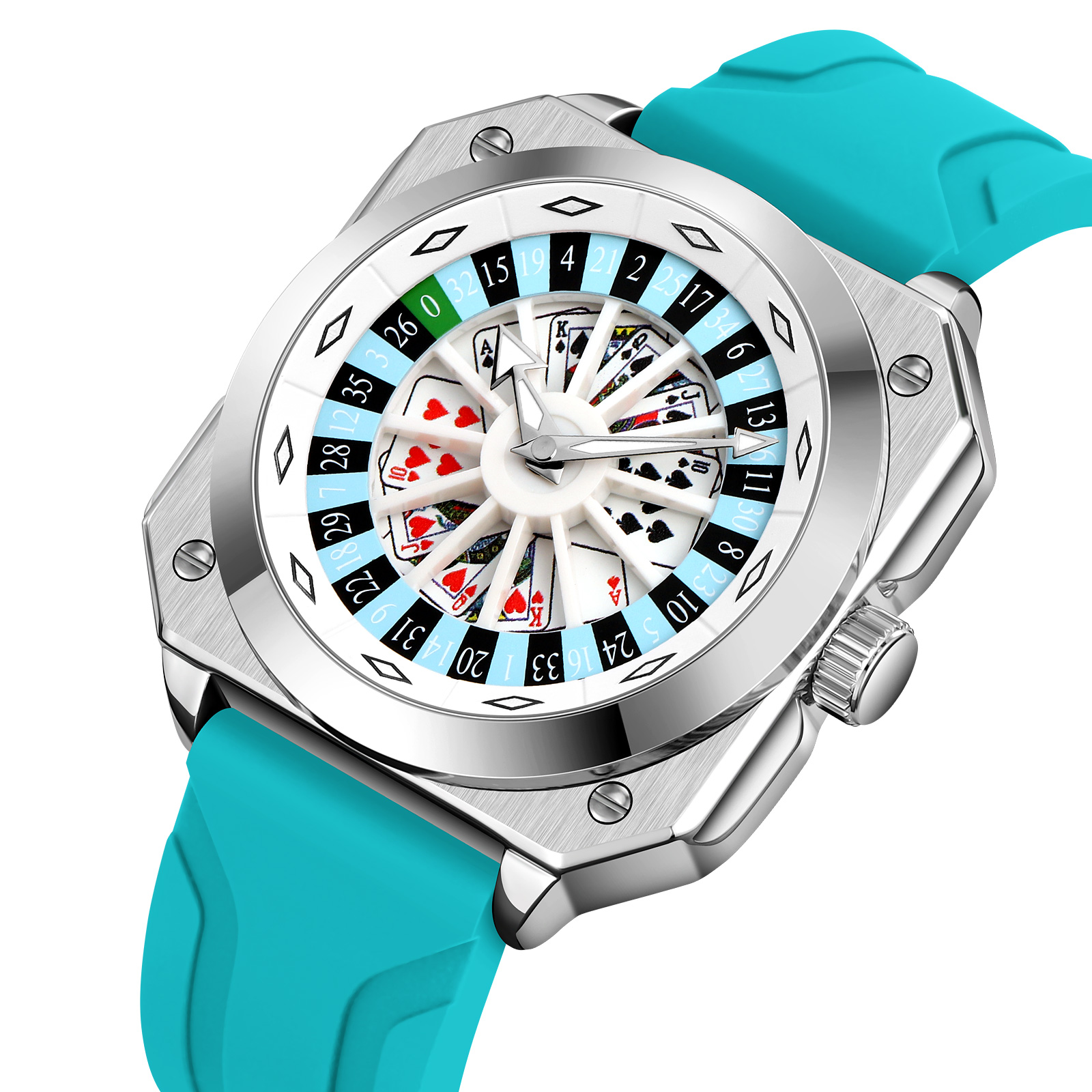SKMEI 9379 Rotating Poker Dial Silicone Wrist Watches Quartz Waterproof Men Watch